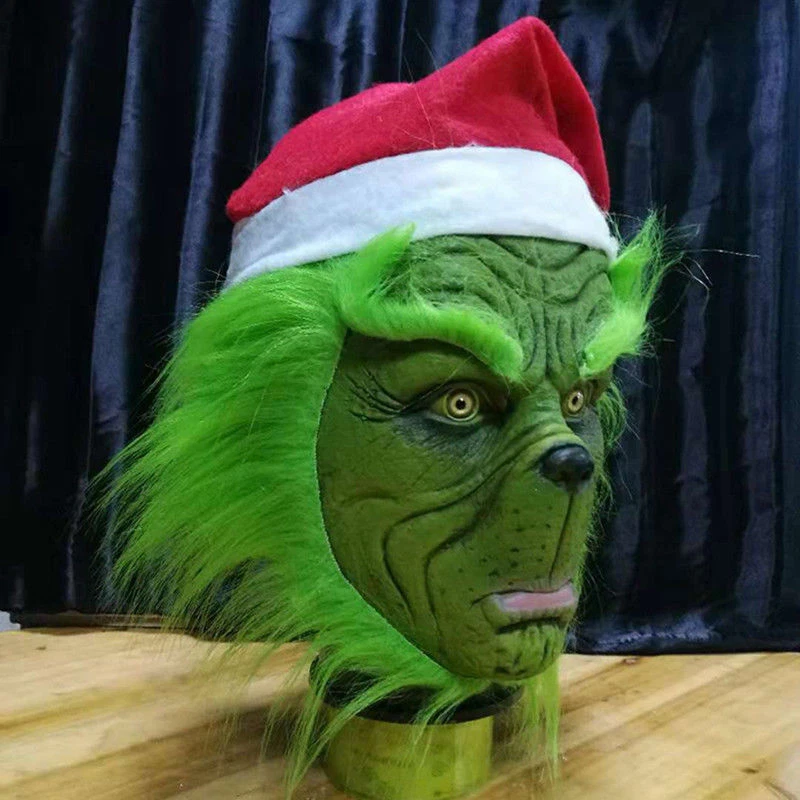 The Grinch Full Head Latex Mask Hat Monster Costume Christmas Cosplay Gift UK - Image 4 of 4