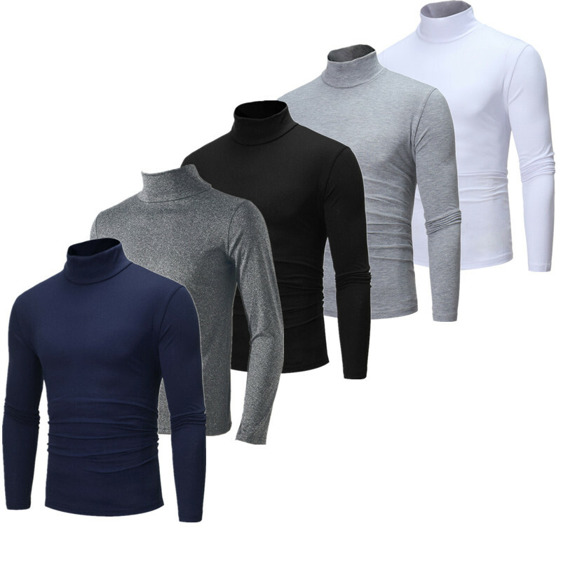 Herren Langarmshirt Rollkragen Sweatshirt Slim Fit Langarmshirt