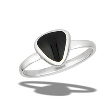 Sterling Silver High Polish Triangle Ring With Synthetic Black Onyx