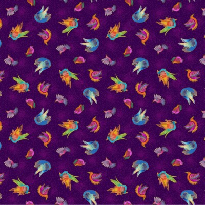 Laurel Burch Fantasticats Birds Y4346-28 Dark Purple
