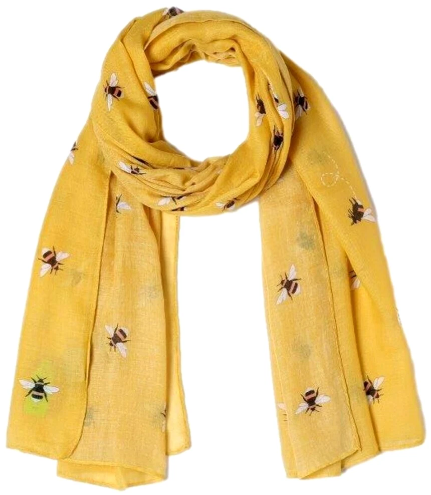 Bee Scarf Ladies Yellow Bumble Bees Eco Wrap Womens Large Shawl Scarves New