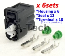 x6 Toyota Supra Soarer Crown 2 Pin Ignition Coil Pack Connector Plug Kit 