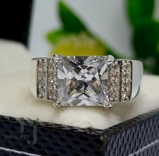 2.70 CT Princess Cut F/VVS1 Moissanite Men's Wedding Ring Solid 14K White Gold