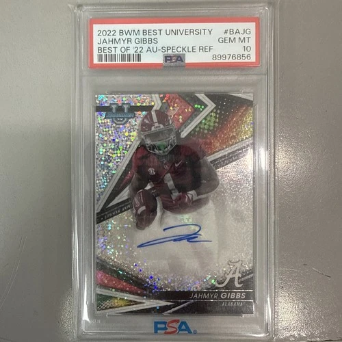 2022 Bowman’s Best Jahmyr Gibbs Best of 22 Gold Speckle PSA 10