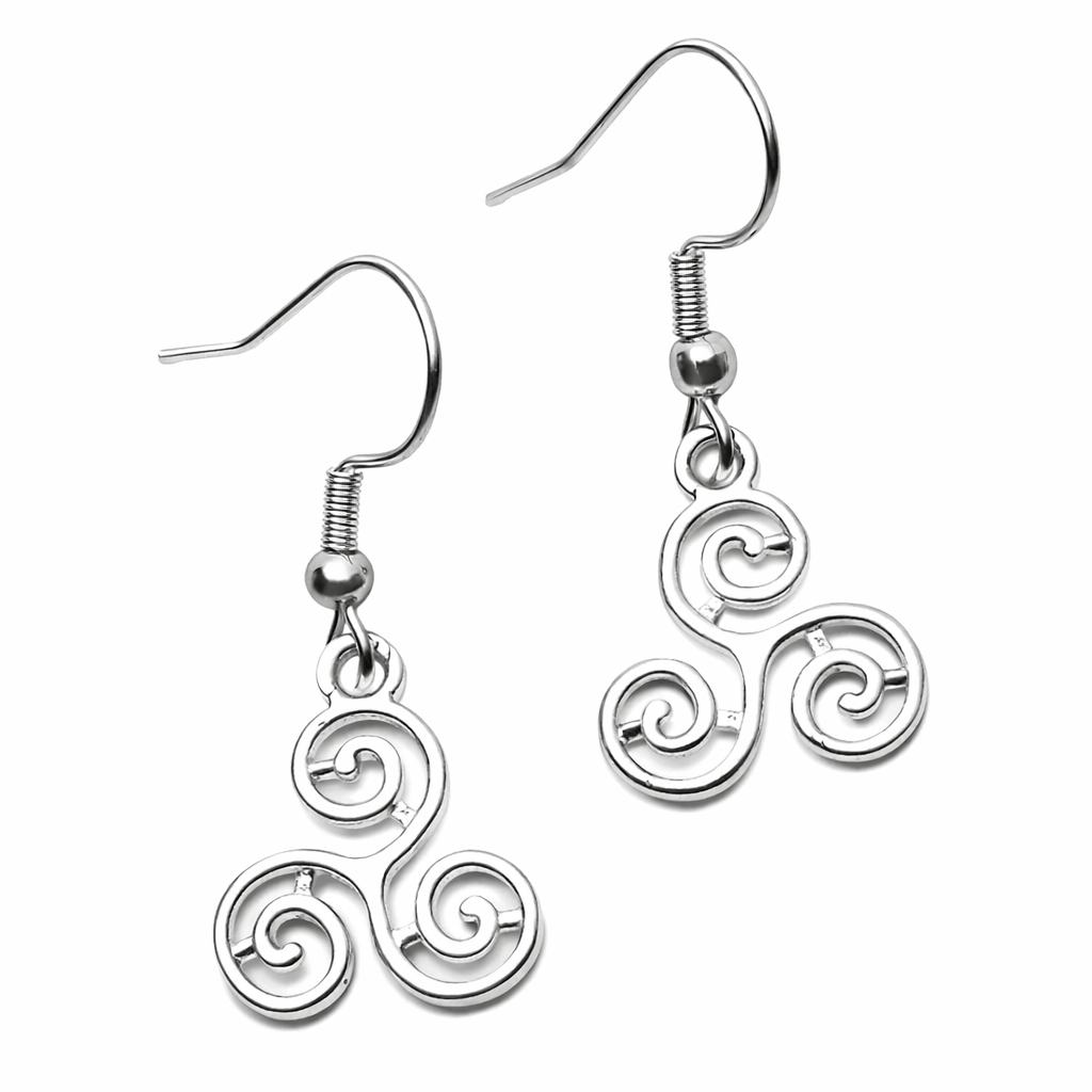 Triskelion Earrings Triskele Celtic Pagan Wiccan Symbol Drop Dangle Jewellery