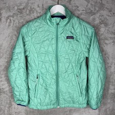 Patagonia Jacket Youth Girls Medium 10 Green Nano Puff Quilted Puffer Coat 68005