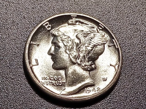 Frosty Gem BU FSB 1942-D Mercury Dime