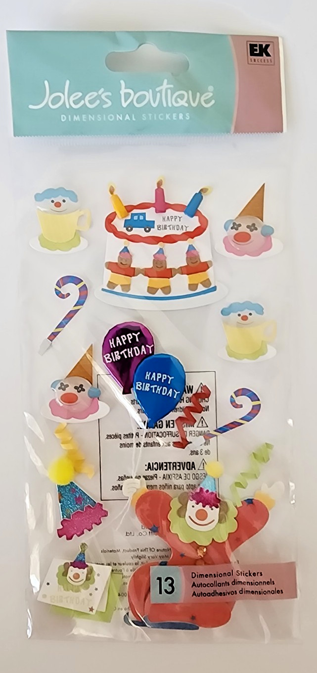 Vintage Jolee's Boutique XL Embellishments - Clown Birthday - SPJBLG173