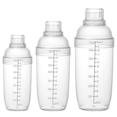 Plastic Cocktail Shaker with Measuring Scale 500-1000ml Mixer for Bartending