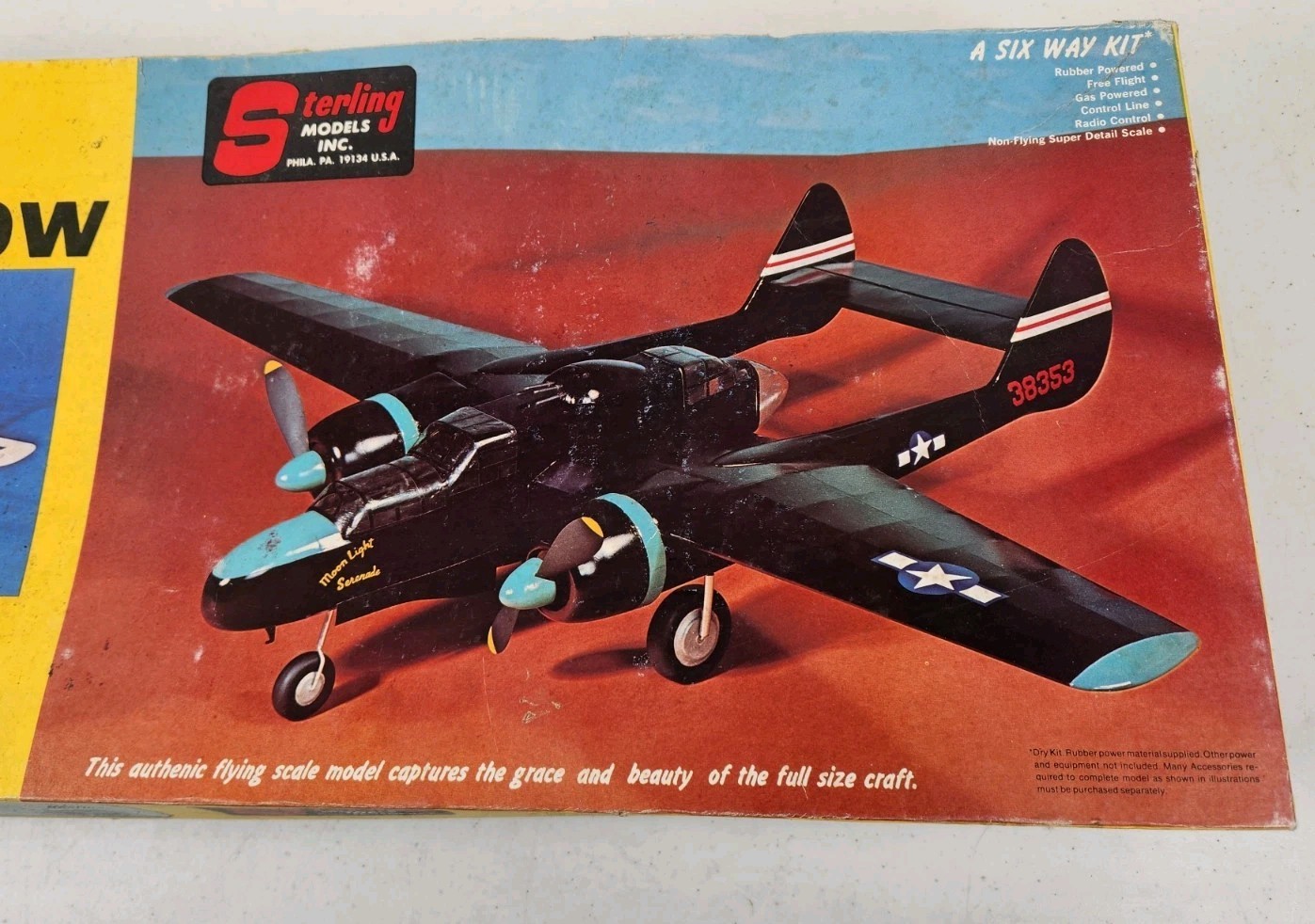 Vintage Sterling Models P-61 Black Widow balsa Model Airplane kit E-15 UNBUILT! 