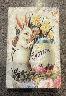 Vintage-Style Easter Rabbit Greetings Storage Box, Easter Egg, Floral - 2015