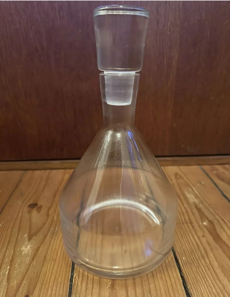 Glas Kristallglas Karaffe Dekanter Wein mit Deckel Stöpsel 30cm retro vintage - Bild 1 von 1