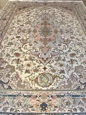 ORIGINAL.Handmade Silk & Wool Rug 13x10 ft.350 KPSI.70Raj.Fine Weave.Silk Fringe