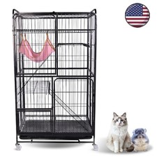 Durable 4-Tier Cat Playpen Cage Crate Kennel W/ Wheels Indoor  Outdoor Use