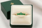 GENUINE 0.18 Cts EMERALD & LAB CREATED EMERALDS RING 10K GOLD - Free Appraisal — photo 7