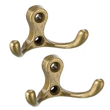 Dual Prong Coat Hooks Wall Mounted Antique Bag Hook 30mm x 55mm x 29mm 2pcs