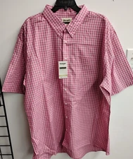 Wrangler Riata Short Sleeve Plaid Shirt, 112365804, Light Weight, Pink