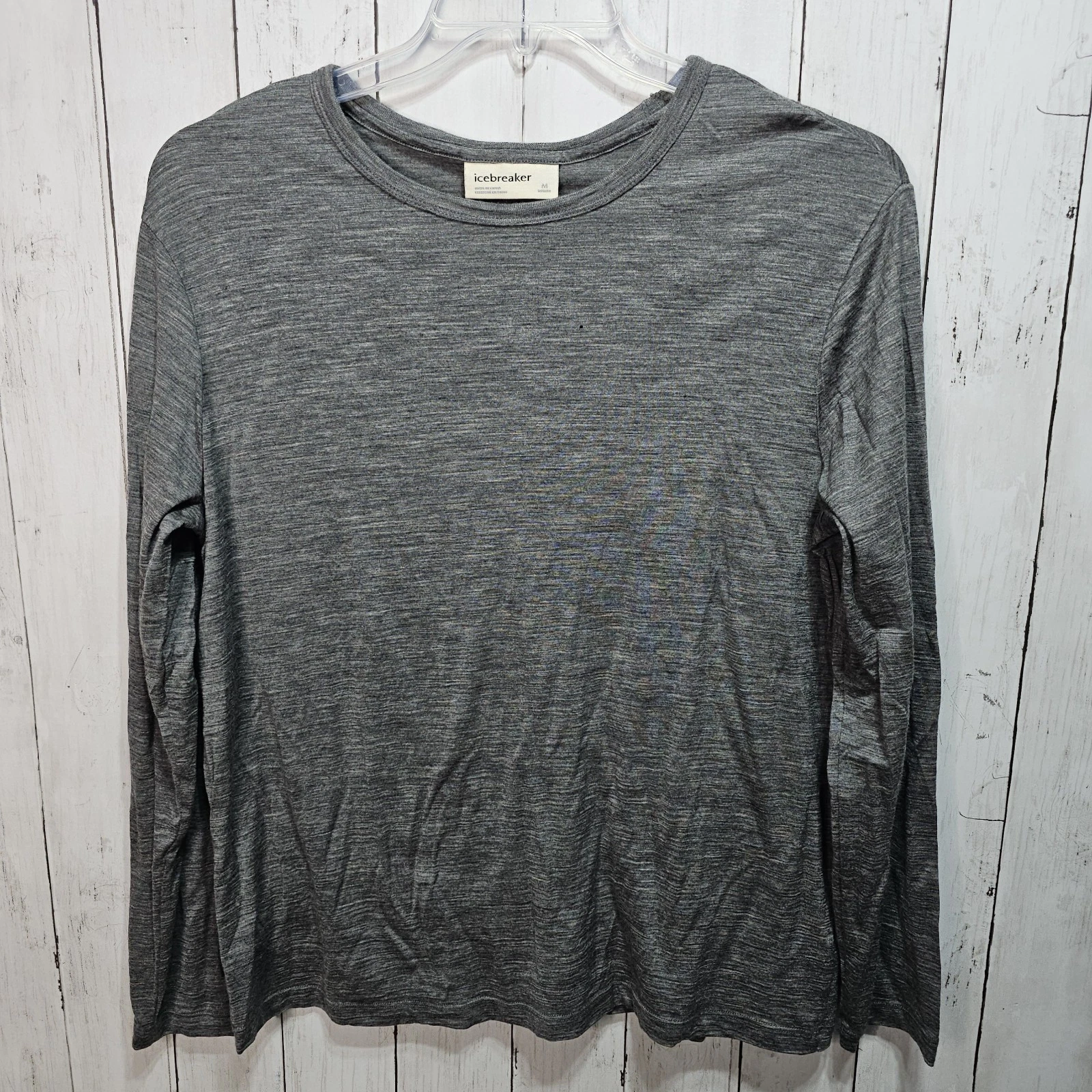 Icebreaker Shirt Women's Grey 100% Wool Base Layer Size Medium Long Sleeve