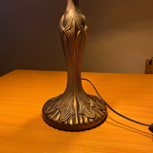 LAMPE DE TABLE TIFFANY 16 POUCES VERT STYLE LIBELLULE ABAT-JOUR EN VERRE TEINTÉ DÉCORATION INTÉRIEURE - Photo 9/9
