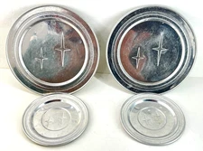 Vintage Retro Aluminum Round Coaster Set of 4 Silver Colored Atomic Coasters