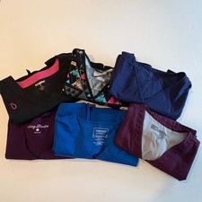 Lot of 6 Womens Scrub Tops Star Wars Greys Anatomy Cherokee Bundle S