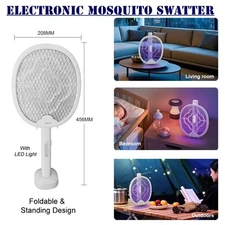 USB Rechargeable Fly Swatter Racket Instant Mosquito Insect Killer Zapper 2700V