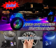 4 Rolls 17.5" Quad Row CHASING LED Wheel Ring Lights for Car Truck  APP Remote