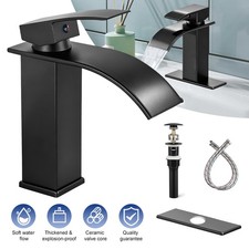 Grifo De Cascada 1 Hole Para Lavabo Grifer a Ba o Negro Llave Lavamanos Modernos