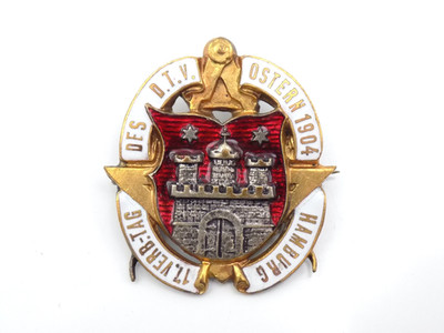 Original 17th German Tourism Association (DTV) Easter 1904 Hamburg Badge
