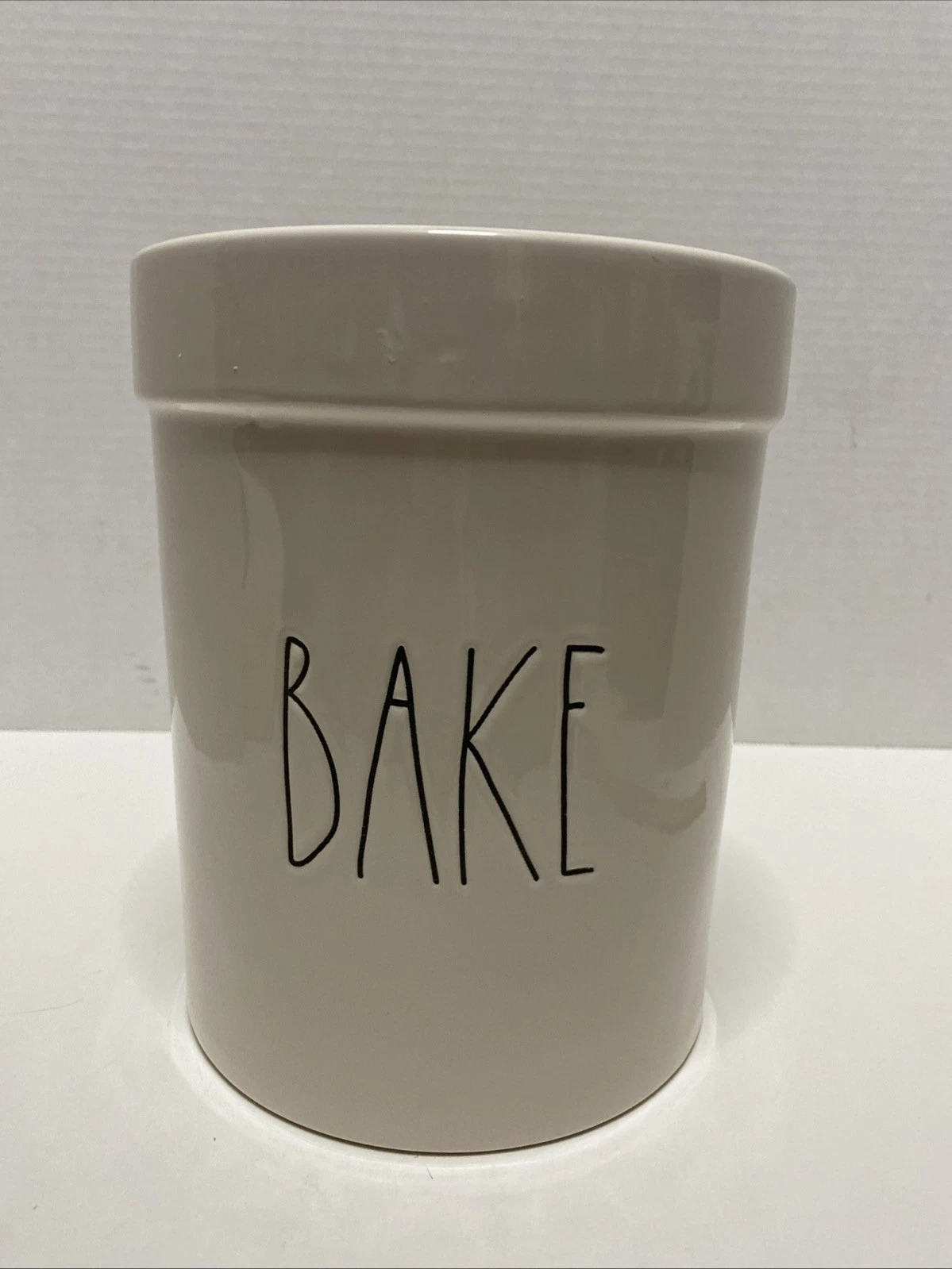 Rae Dunn Large BAKE utensil holder/canister -no lid -farmhouse kitchen decor