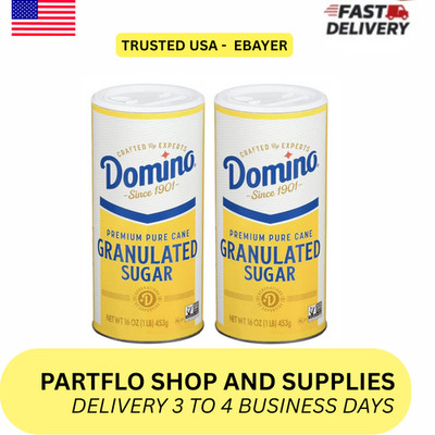 Domino Premium Pure Cane Granulated 160z Canister New 2 packs