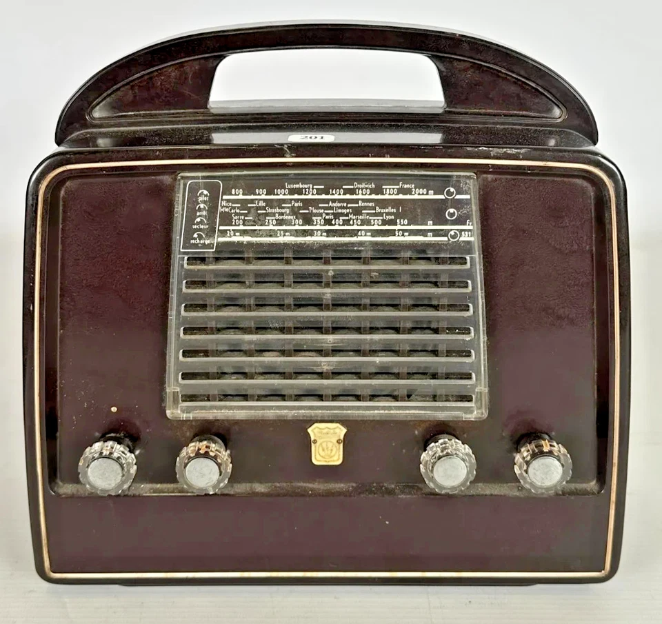 Radiola Poste de radio portatif type RA395AB, en bakélite brune TSF ANCIEN - Photo 1/4