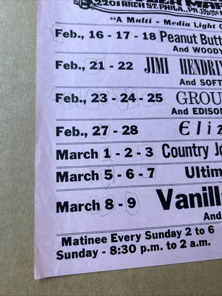 1968 JIMI HENDRIX Vanilla Fudge SOFT MACHINE ORIGINAL Postcard Handbill Flyer eBay