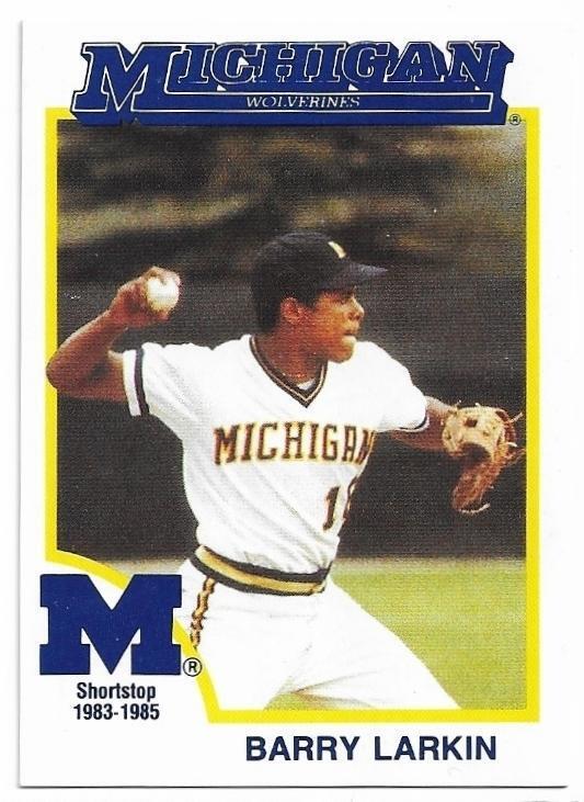 BARRY LARKIN 1991 Greats card Michigan Wolverines Baseball BARRY LARKIN 1991 Greats card Michigan Wolverines Baseball