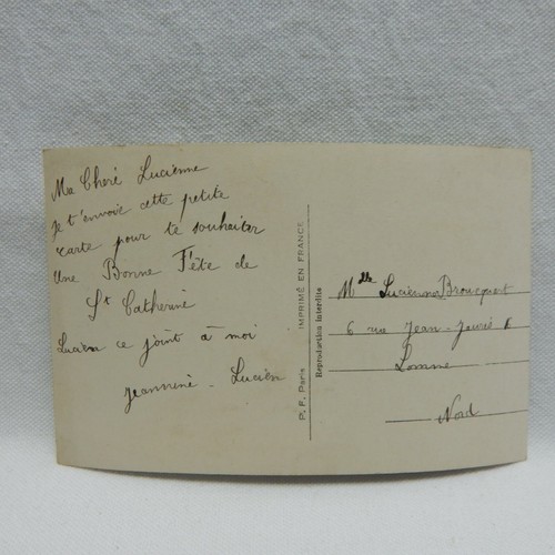 YOUNG WOMAN STUDIO PHOTO, P.F. PARIS, FRANCE, RPPC POSTCARD - Picture 2 of 2