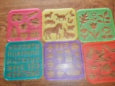 Vintage Tupperware Tuppertoy Stencil Set Lot 6 Piece Art Christmas Gift 1987
