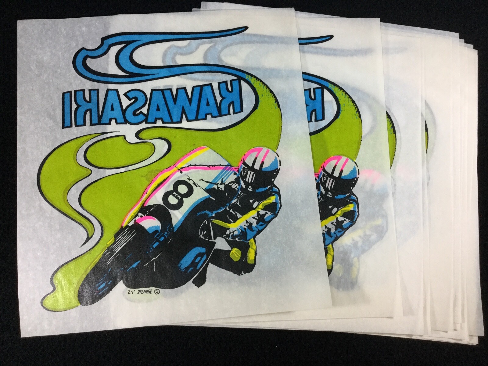 RARE VINTAGE © ROACH '73 KAWASAKI IRONON TRANSFERS 1970'S UNUSED NOS eBay