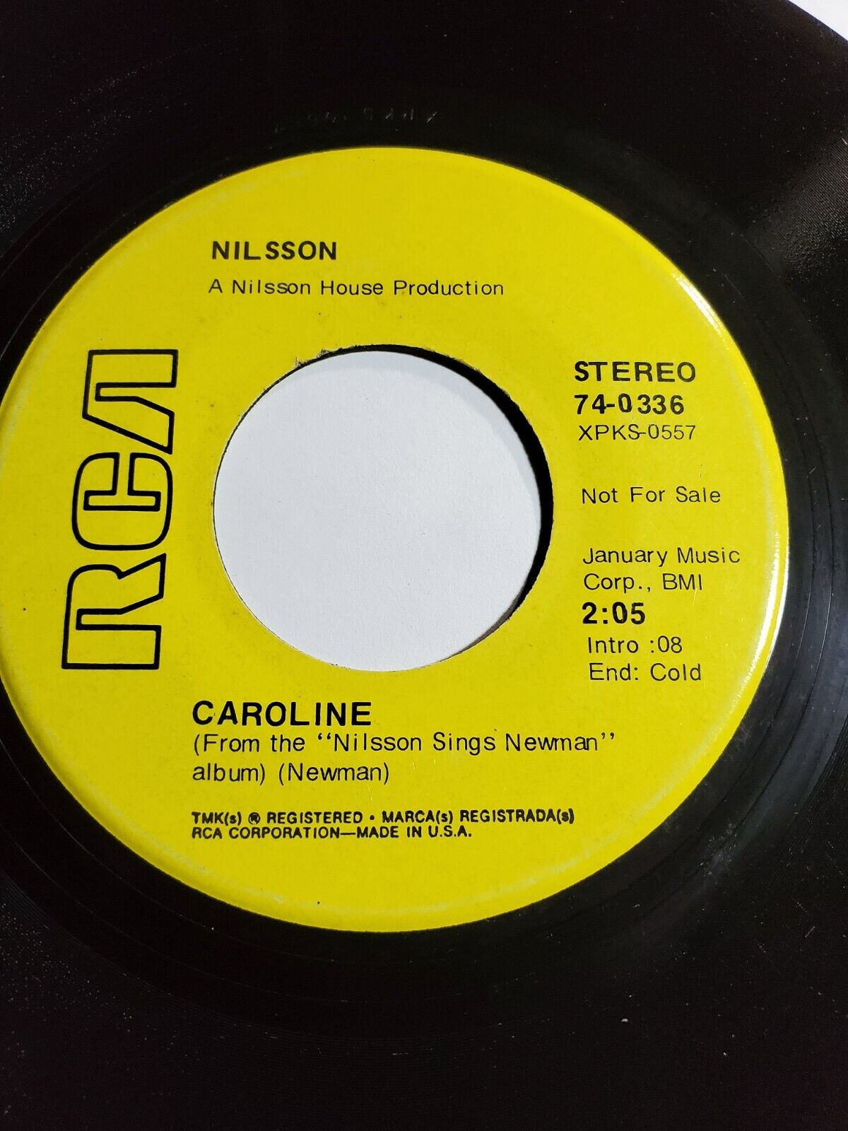 Nilsson - Caroline / Yellow man  7" Vinyl  RCA PROMO 1974 VG F11A