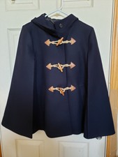 Nwt J Crew Navy Wool Military Cashmere Blend Hooded Toggle Cape Coat Xxs Xs