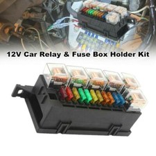 Relé de coche 12V y soporte de caja de fusibles con 11x cuchilla fusible y 6x relé camión tractor kit