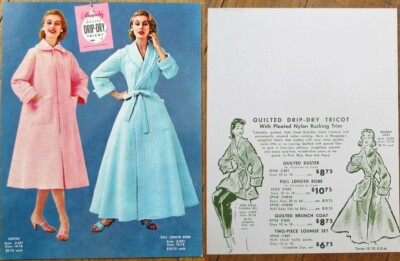 Oversized Chrome 1950s Fashion Advertising Card: Duster Robe, Rhapsody  Quilted