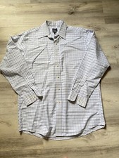 Jos A Bank White And Navy Plaid Dress Shirt Mens Size Medium
