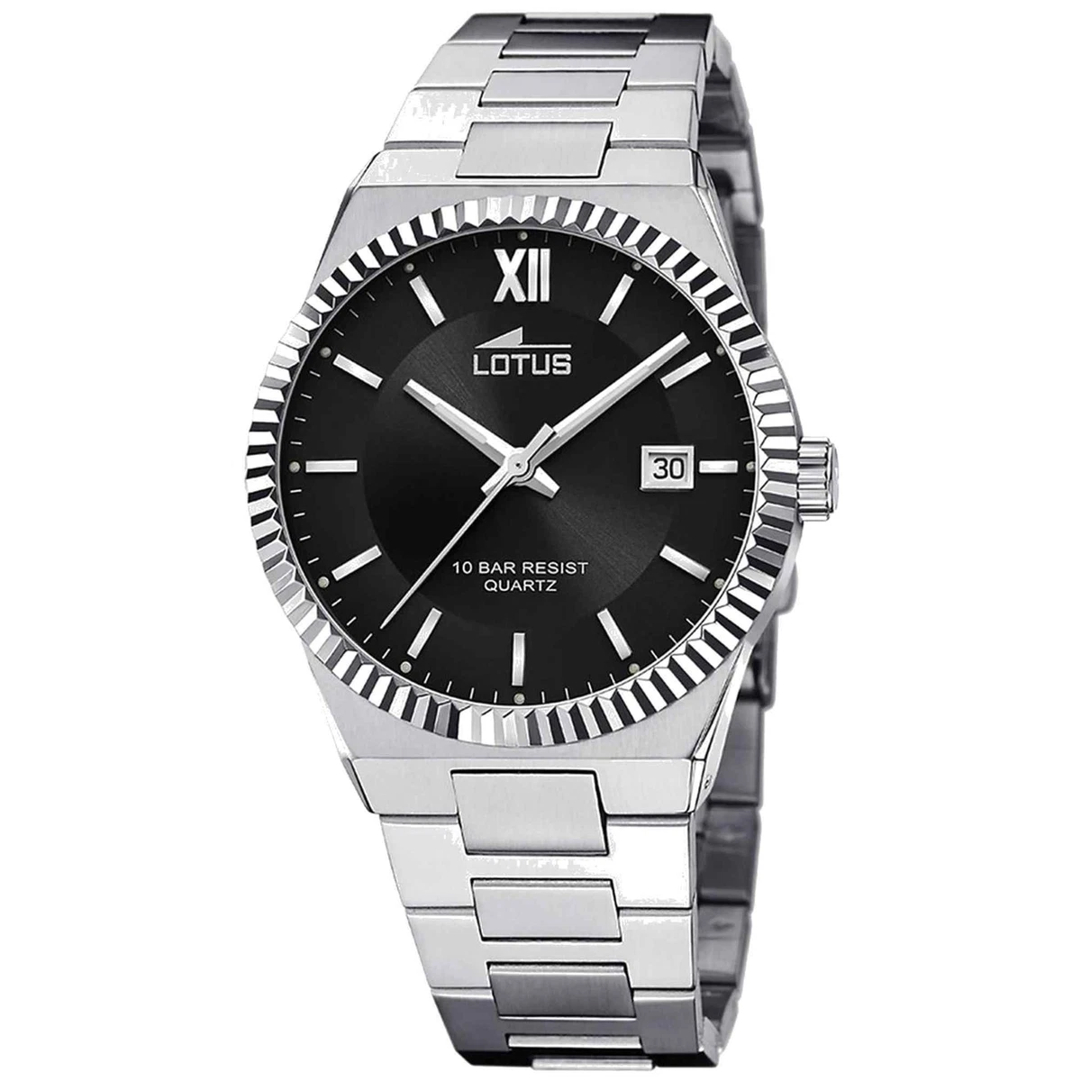 Lotus Orologio Da Polso Cronografo Multifunzione 18213/8 - Cassa In Acciaio 316L, Vetro Minerale, Quadrante Nero, Impermeabile 50m, Cinturino Acciaio