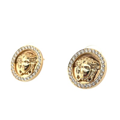 VERSACE ゴールド ロゴピアス Gianni Versace 18K Yellow Gold & Diamond Medusa Head Earrings | eBay