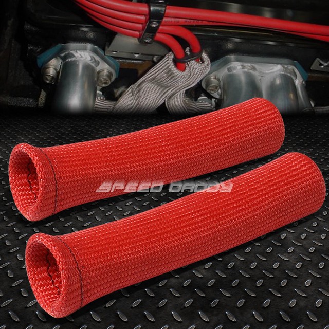 X2 HIGH TEMPERATURE HEAT SHIELD RED SPARK PLUG WIRE BOOT PROTECT SLEEVE