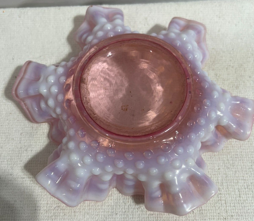 Fenton rosa Hobnail gewellte Bonboniere geraffte Kanten 50er Jahre Vintage - Bild 4 von 5