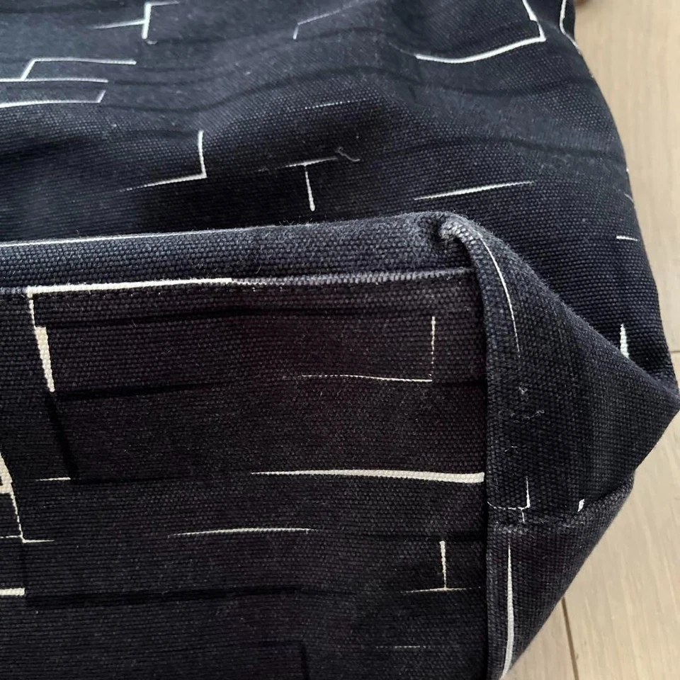 Auténtico Bolso de Mano Marimekko Negro Lona Cuero Marrón USADO #9086 Foto 3 de 4