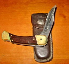 Vintage Schrade Pocketknife LB7 Knive K37845 Lockback w Original Leather Sheath