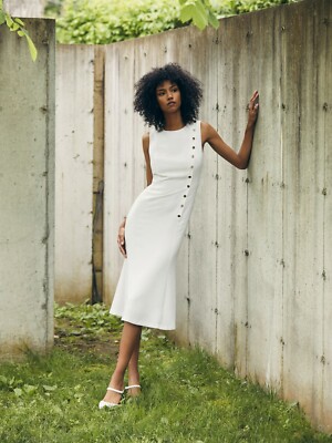 slim fit dress slacks Ivory Gold Bead Embroidered Floral Dress - Midi Dresses