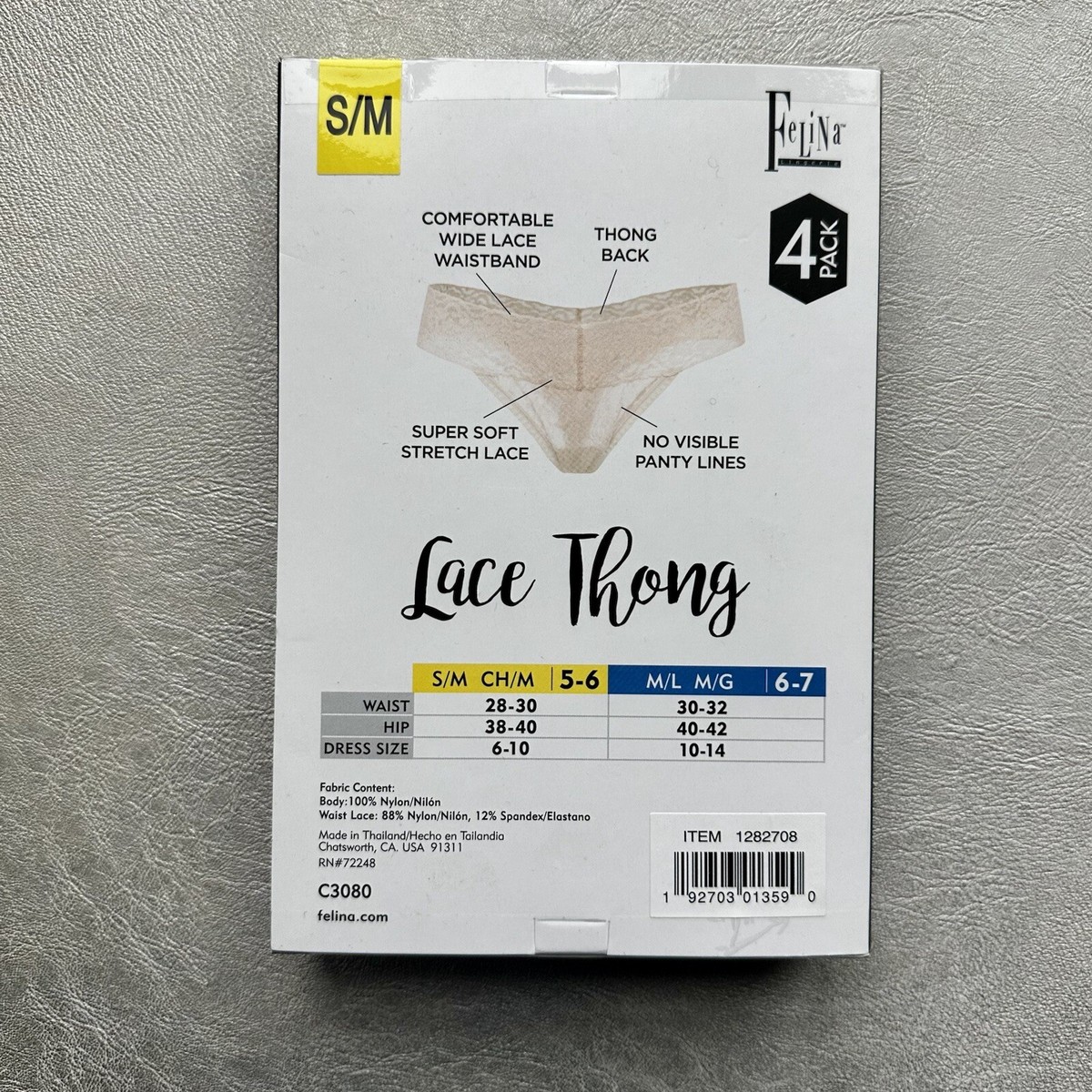 Felina 4 Pack Lace Thongs Pants New Size Small, Medium - Beige